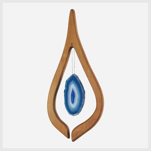 Wood and Agate Mobile - Drop blue