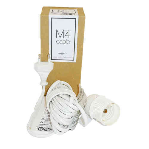 Cable 4m with plug and switch, socket E27 - white