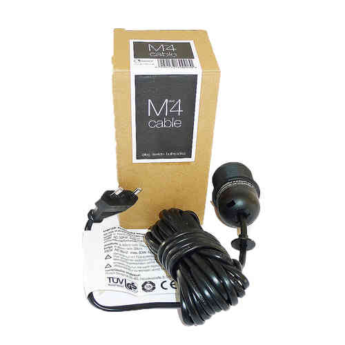 Kabel 4m mit Stecker, Schalter, Fassung E27 - schwarz