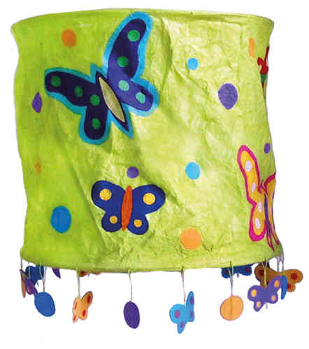 Lokta Paper Lampshade - Butterflies green